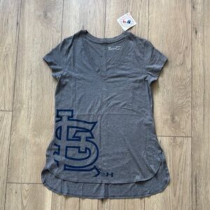NWT Under Armour St. Louis Cardinals MLB Baseball Gray V-Neck T-Shirt Women’s M